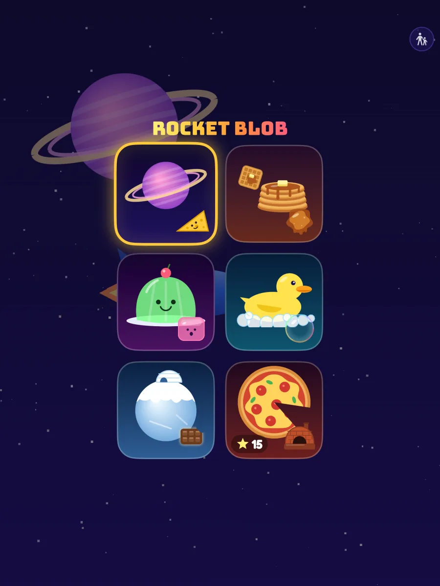 The home screen: six picture cards to pick a zone, no words needed